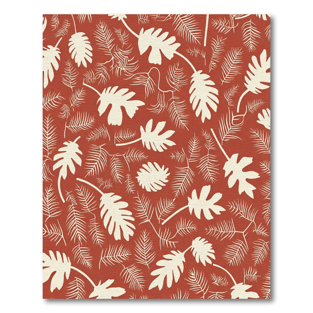 Terracotta Tropical Leaf Silhouette Rug