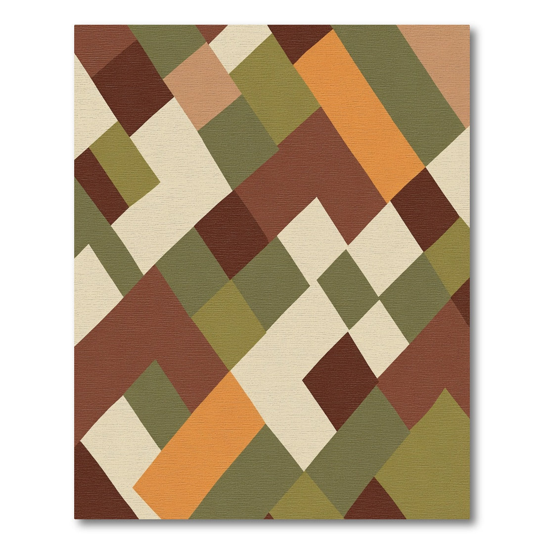 Earthy Geometric L-Shape Composition Rug