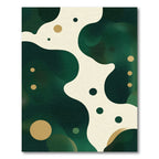 Abstract Green Cream Gold Dots Rug