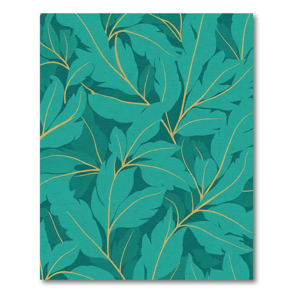 Teal Tropical Leaf Overlay Rug