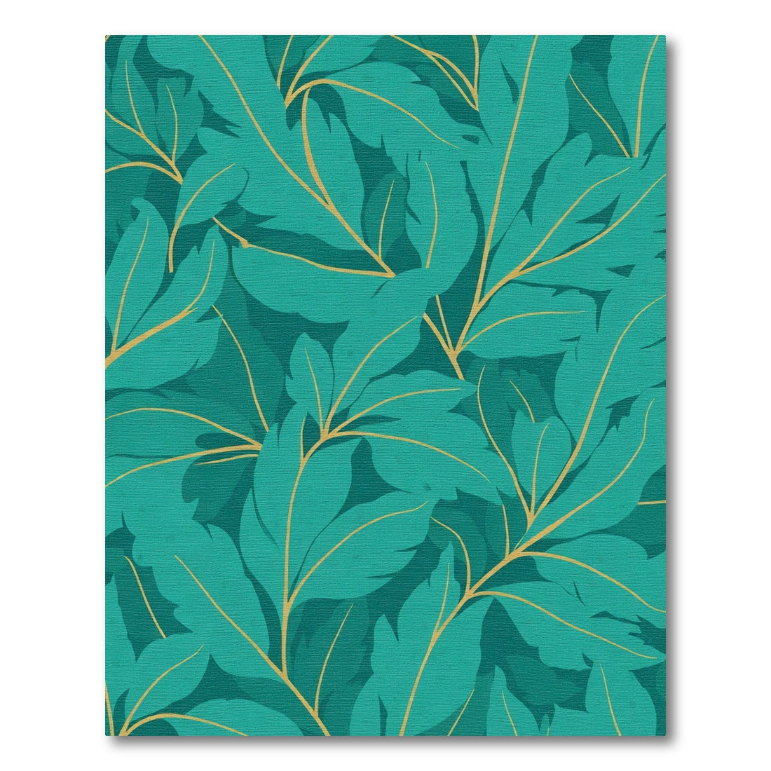 Teal Tropical Leaf Overlay Rug