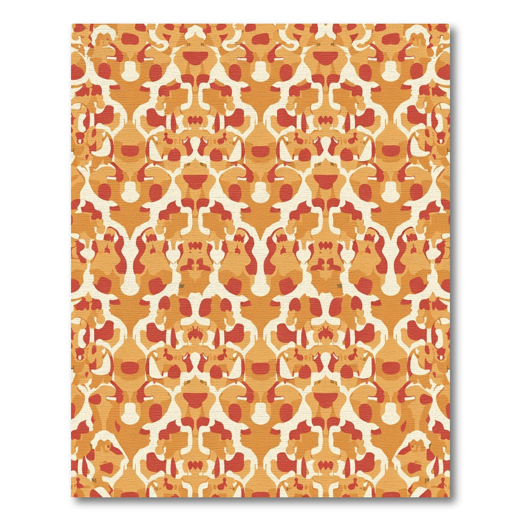 Warm Ochre Red Organic Mosaic Rug