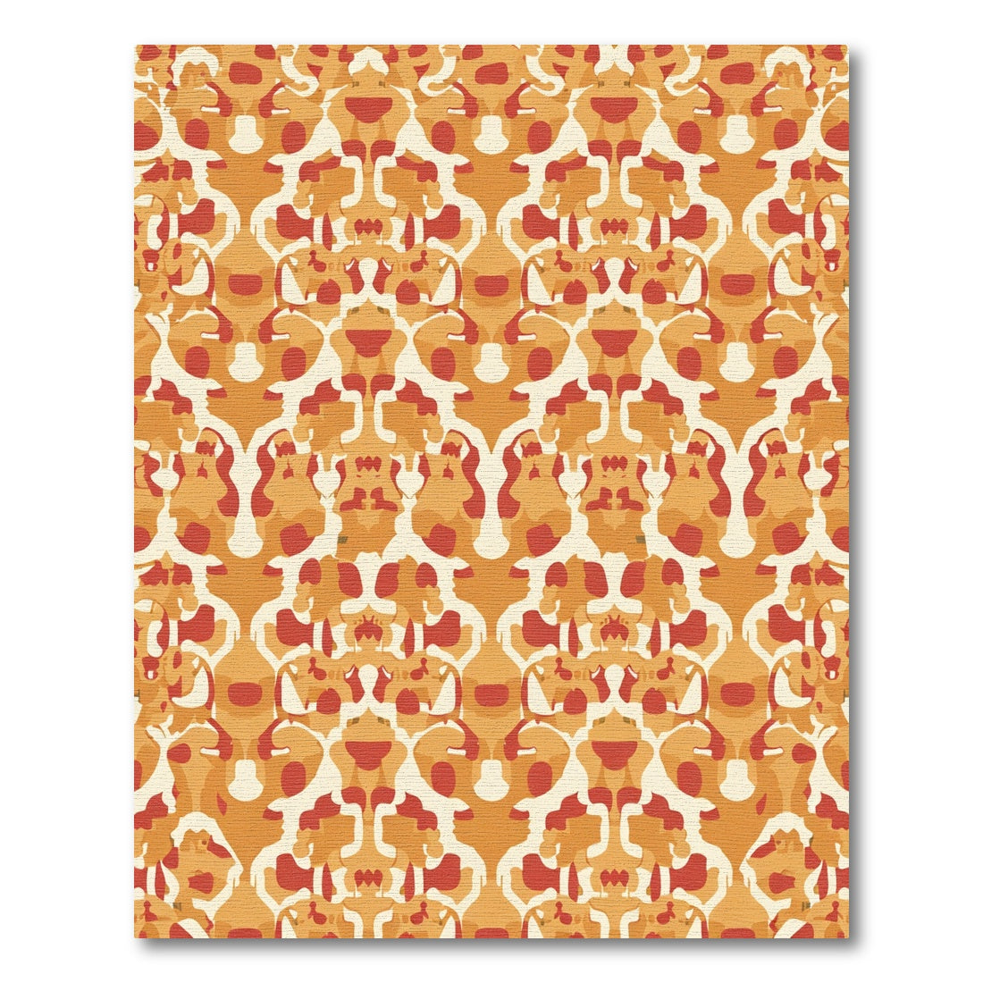 Warm Ochre Red Organic Mosaic Rug