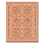 Terracotta Textured Geometric Maze Rug