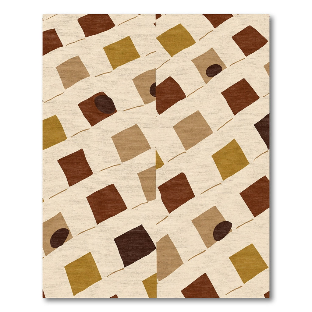 Earthy Brown Ochre Woven Squares Rug