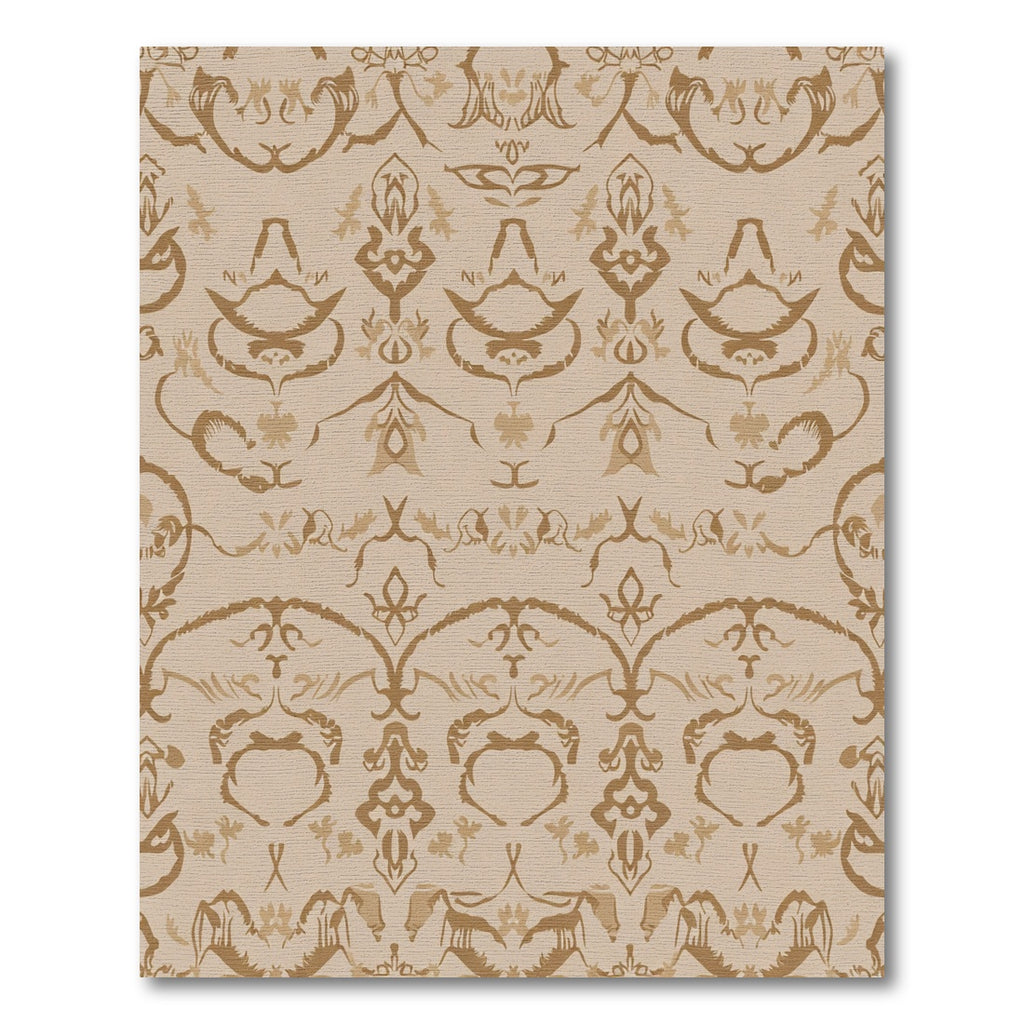 Earthy Camel Damask Arch Arrangement Rug