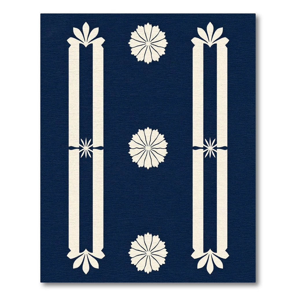 Cream Petal Bloom Dark Navy Rug