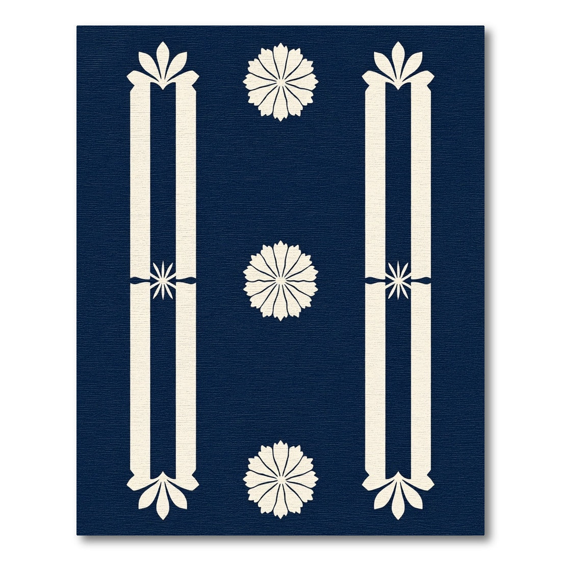 Cream Petal Bloom Dark Navy Rug