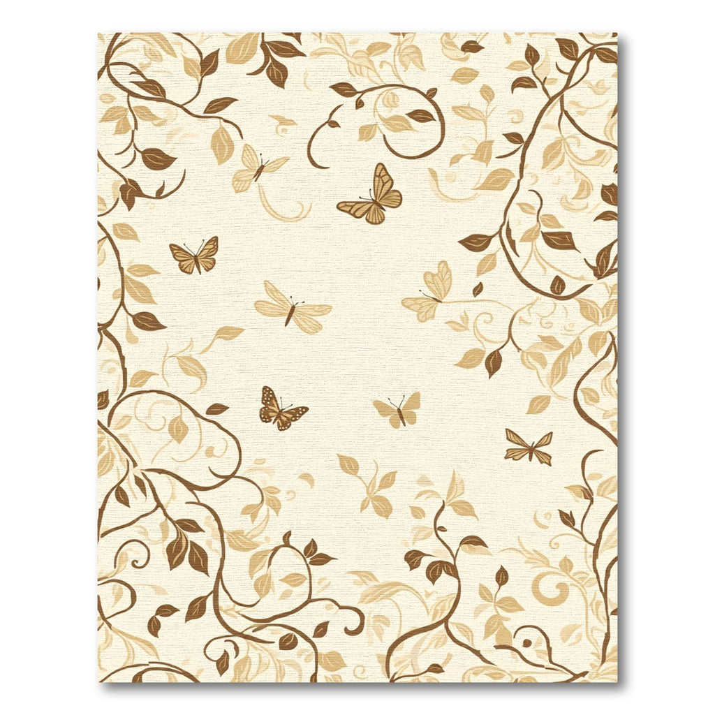 Brown Leafy Branches and Butterflies Rug