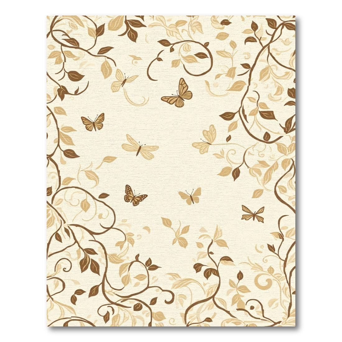 Brown Leafy Branches and Butterflies Rug