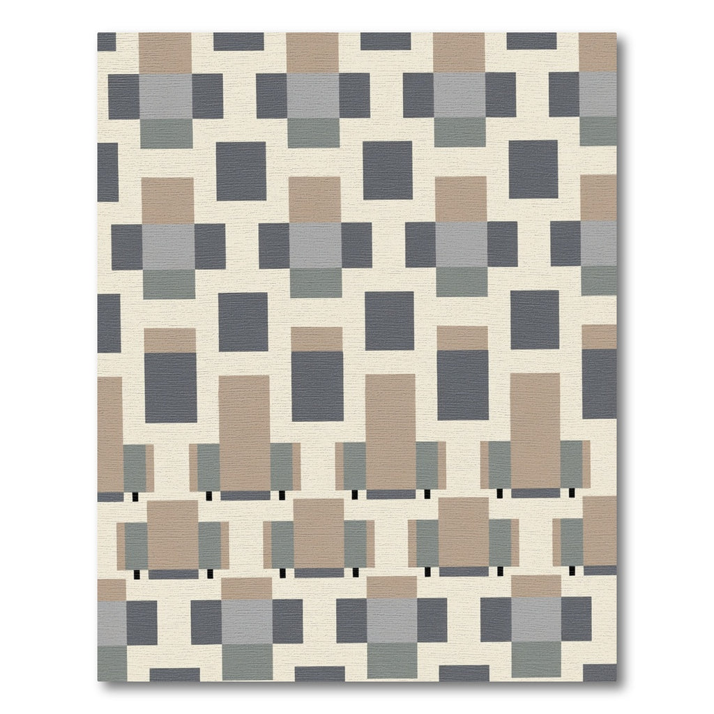 Geometric Squares Neutral Tones Composition Rug