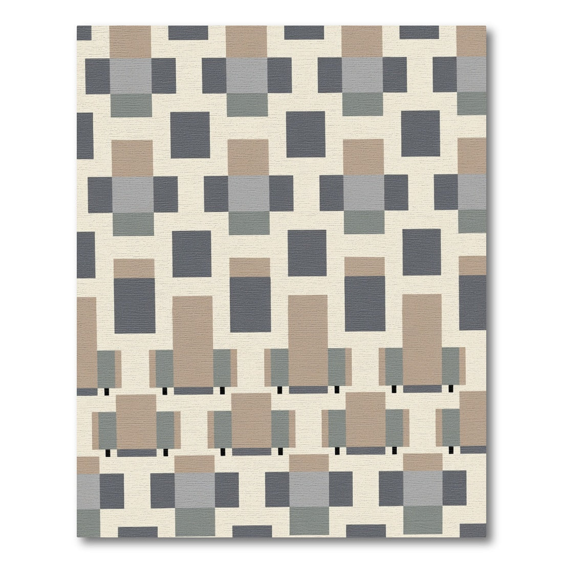 Geometric Squares Neutral Tones Composition Rug