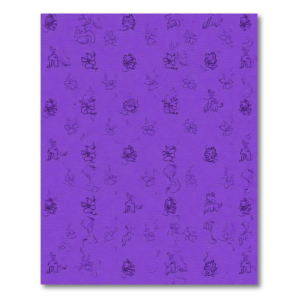 Purple Sketchy Floral Meadow Rug
