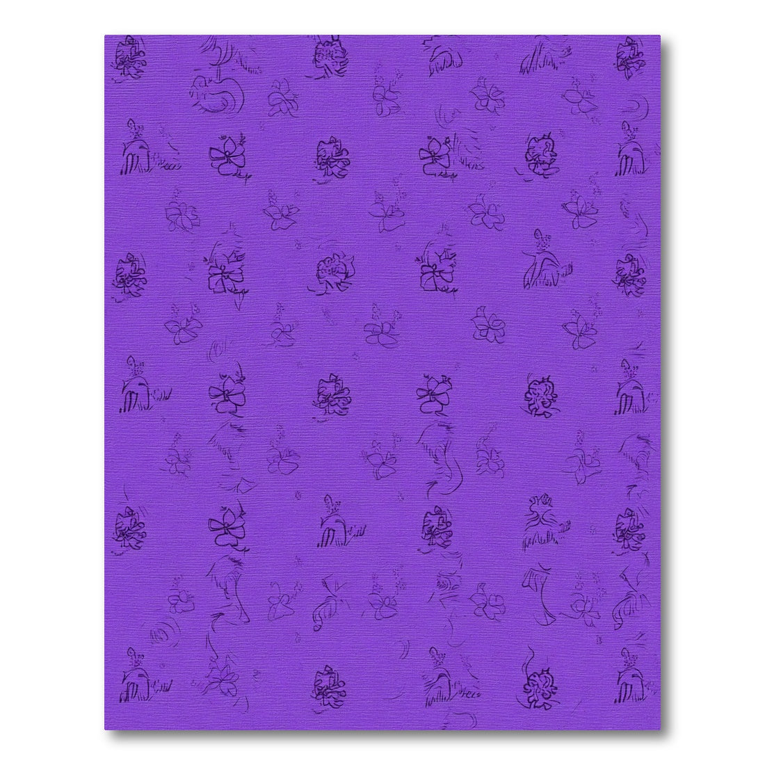 Purple Sketchy Floral Meadow Rug