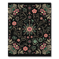 Whimsical Black Floral Cat Medallion Rug