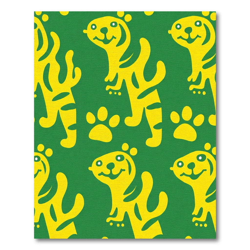 Yellow Tiger Paw Green Collage Rug