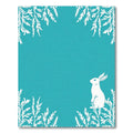 Turquoise White Hare Floral Border Rug