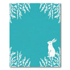 Turquoise White Hare Floral Border Rug
