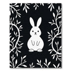 Cute White Bunny With Twig Border Rug