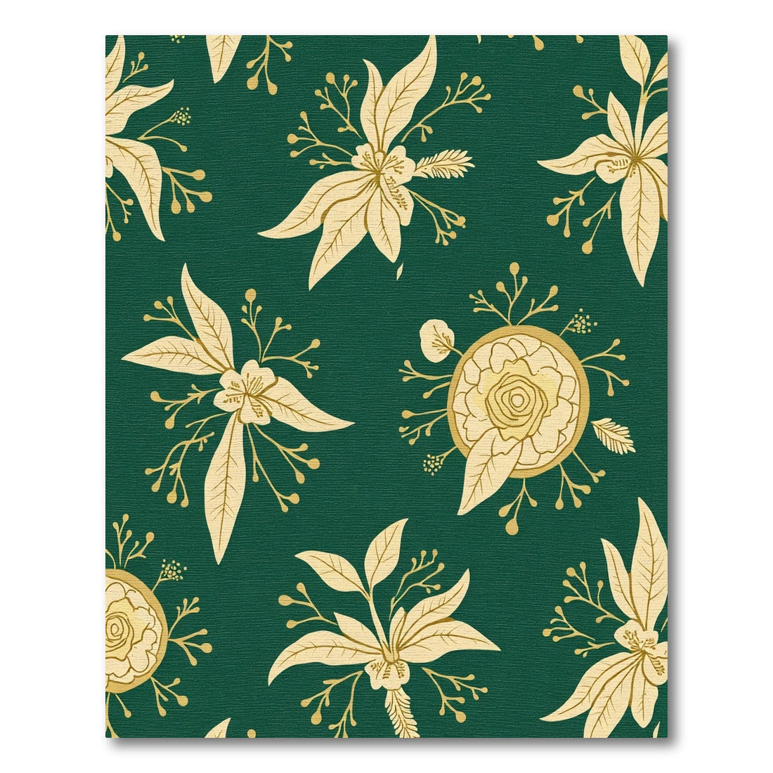 Golden Floral Scatter On Emerald Backdrop Rug