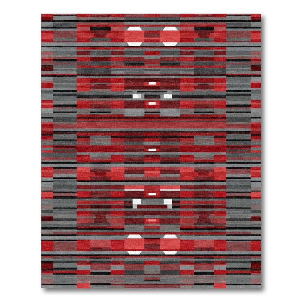 Bold Red Geometric Stripe Overlay Rug