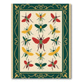 Crimson Gold Green Bee Medallion Frame Rug