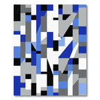 Abstract Blue Gray Geometric Blocks Rug