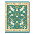 Turquoise Floral Bunny Art Rug