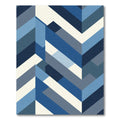 Modern Blue Geometric Herringbone Rug