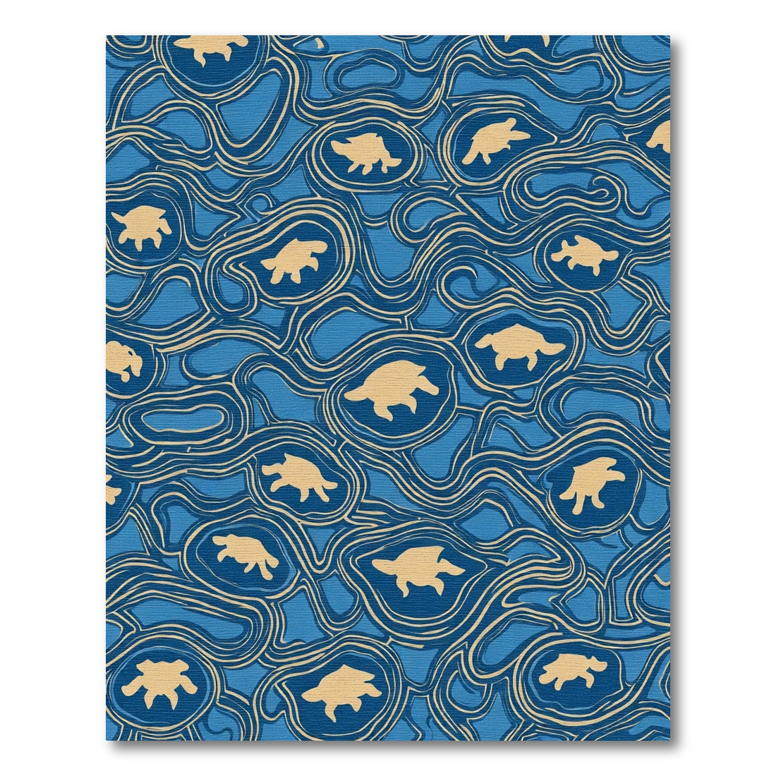 Marine Blue Turtle Swirl Rug
