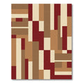 Abstract Red Brown Geometric Blocks Rug