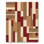 Abstract Red Brown Geometric Blocks Rug