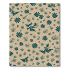 Teal Birds Floral Spray Pattern Rug
