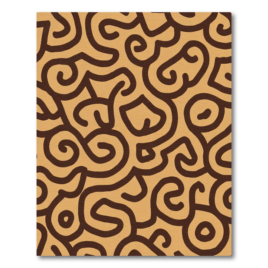 Brown Ochre Swirl Abstract Topology Rug