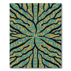 Teal Yellow Organic Tree Branches Rug
