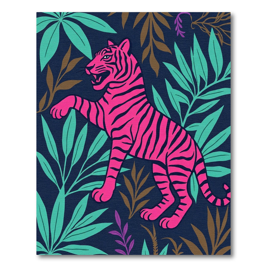 Vibrant Pink Tiger Tropical Jungle Rug