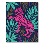 Vibrant Pink Tiger Tropical Jungle Rug