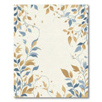 Gold Blue Leafy Vines Arrangement Rug
