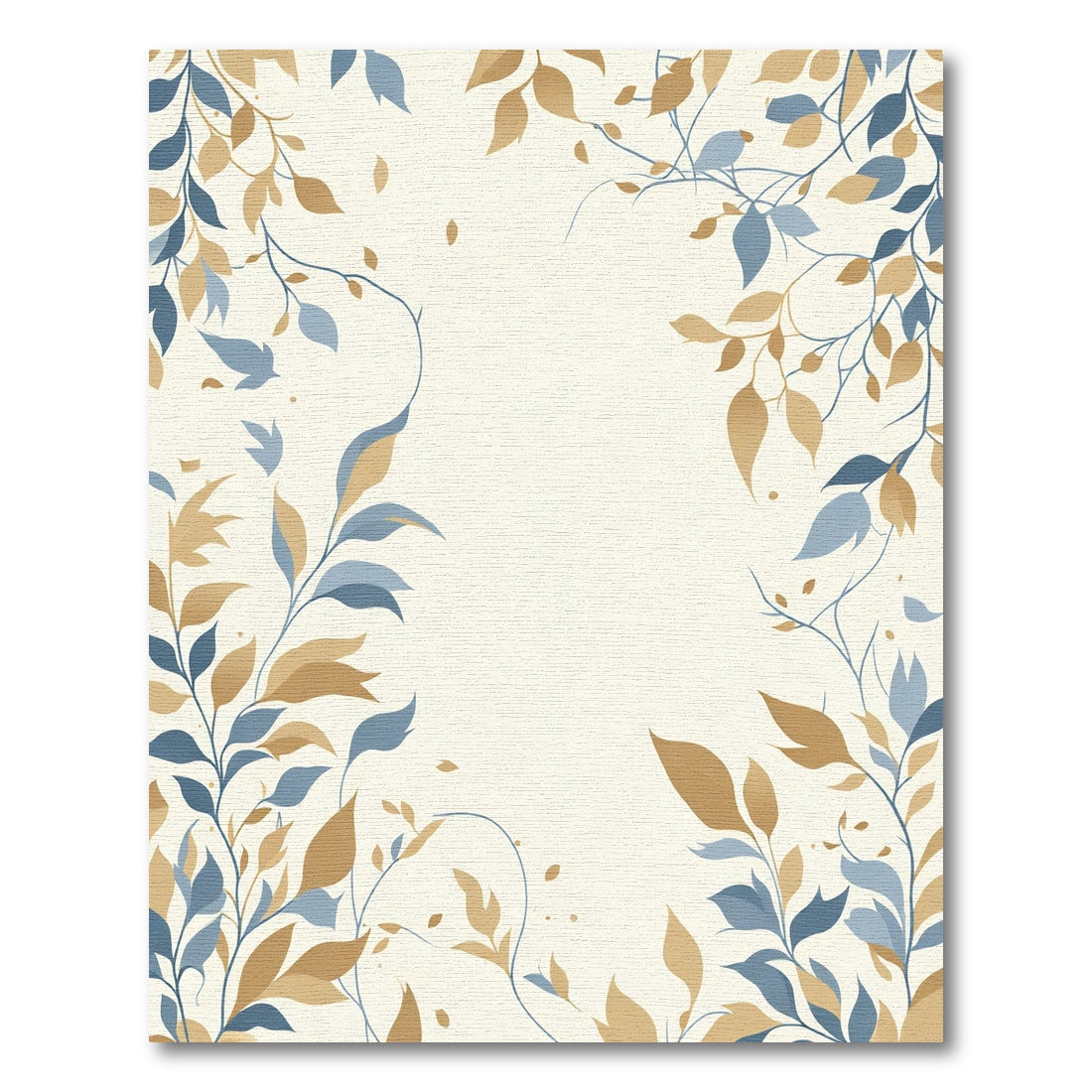 Gold Blue Leafy Vines Arrangement Rug