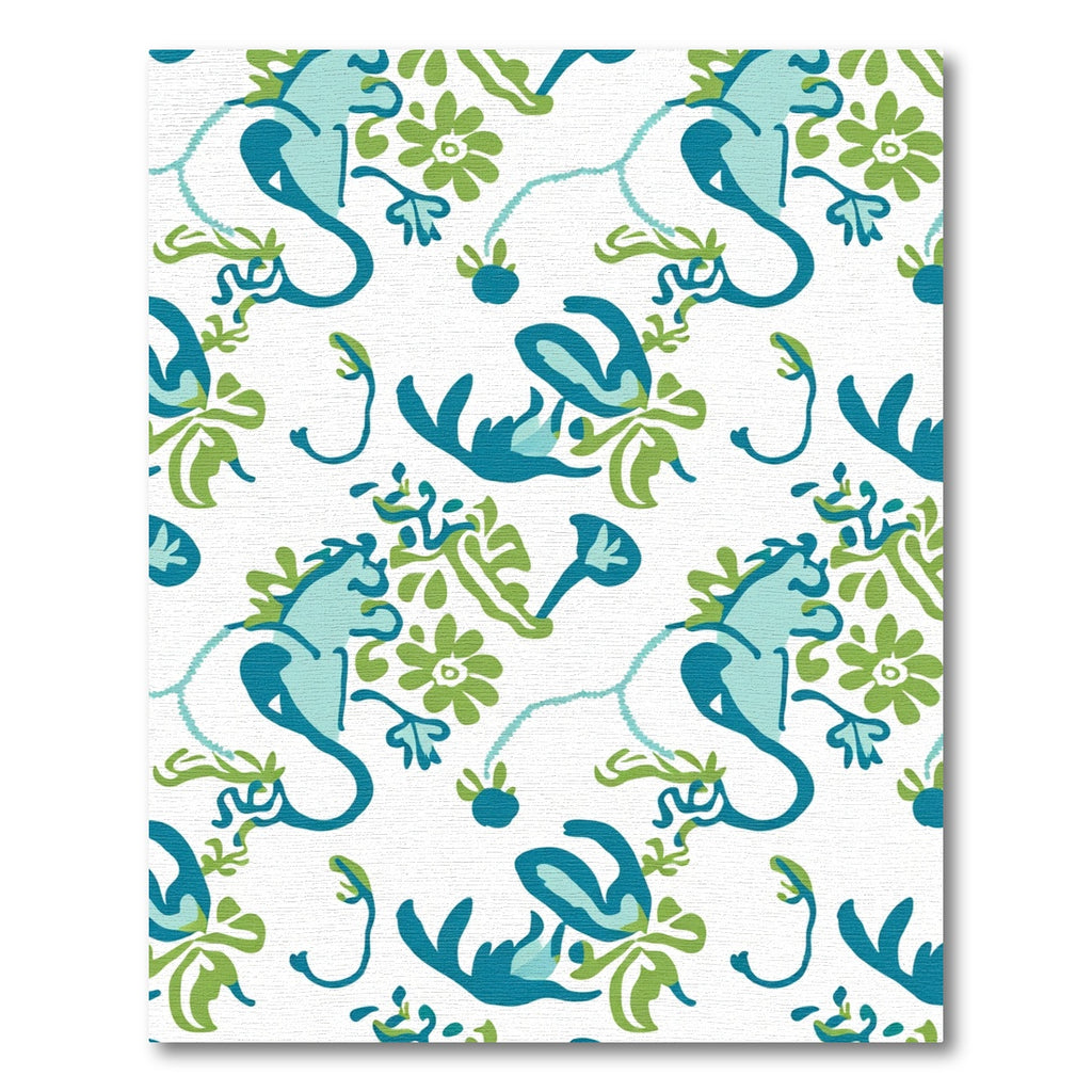 Teal And Green Floral Swirl Rug