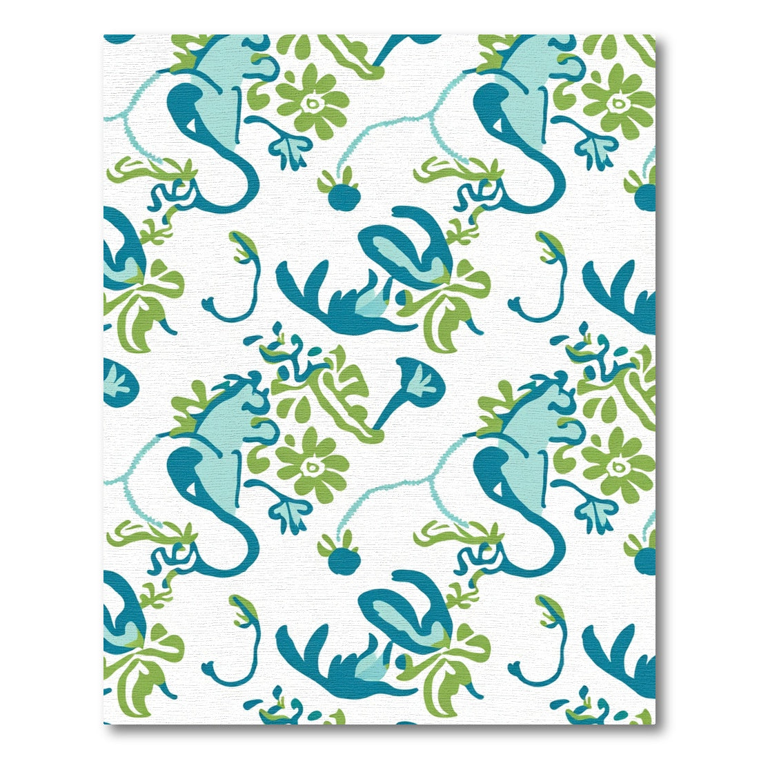 Teal And Green Floral Swirl Rug