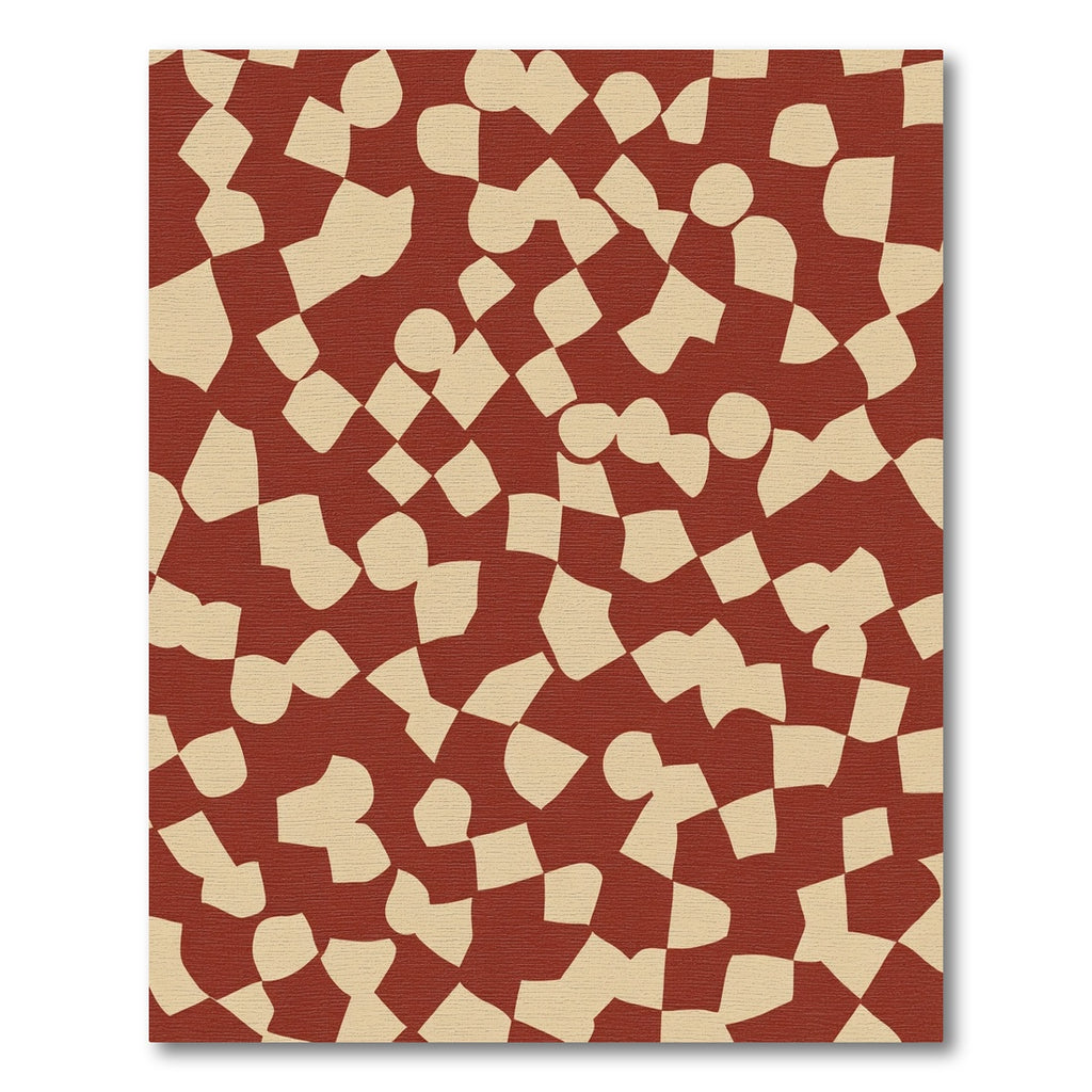Crimson Beige Organic Checkboard Rug