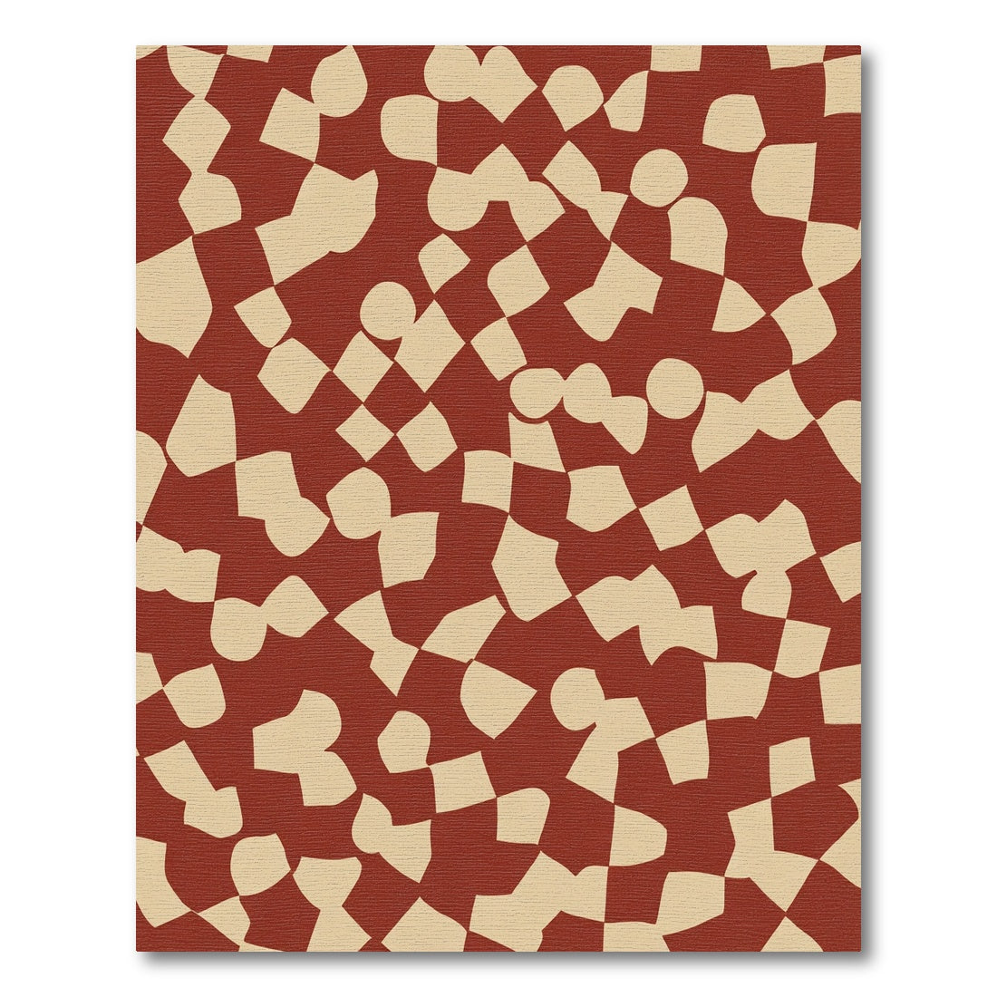 Crimson Beige Organic Checkboard Rug