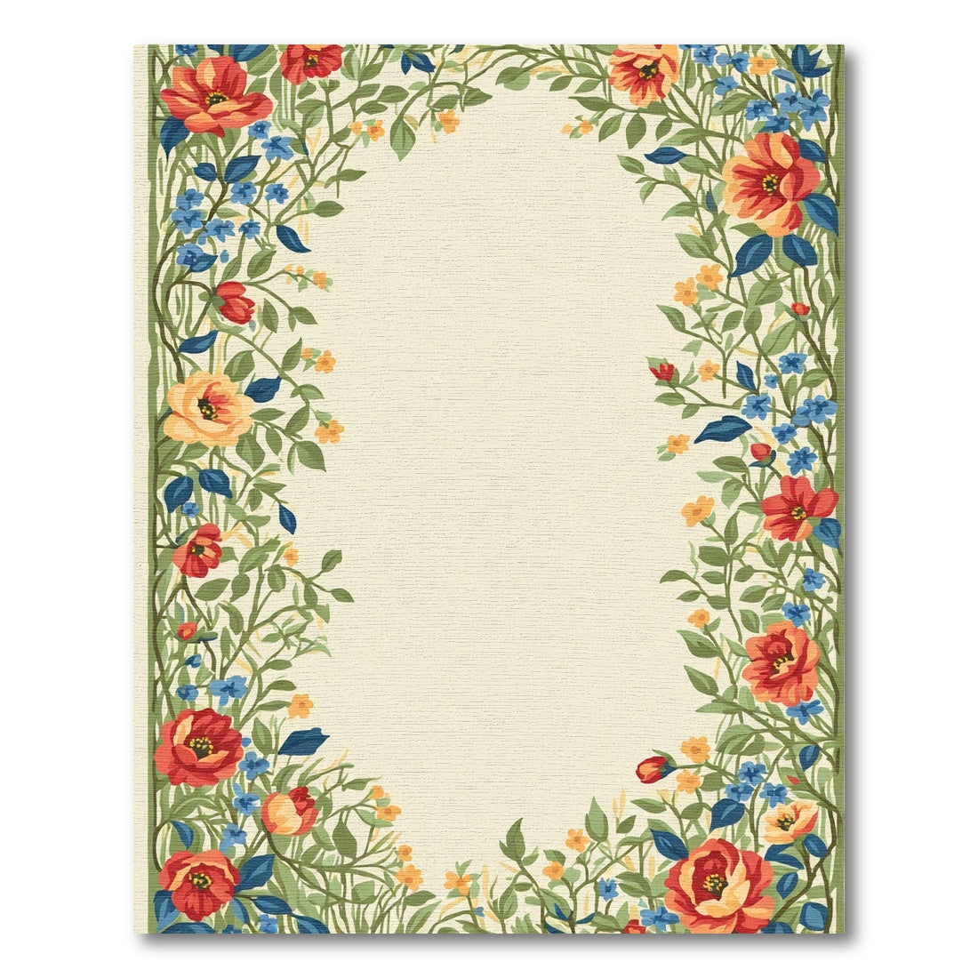 Crimson Gold Blue Floral Garland Rug