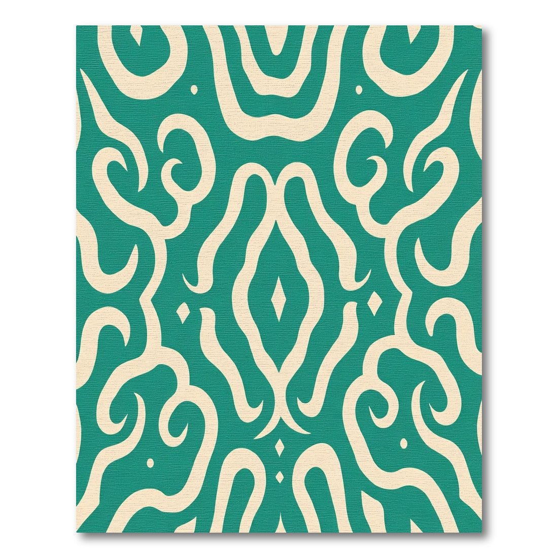 Teal and Cream Arabesque Swirl Rug