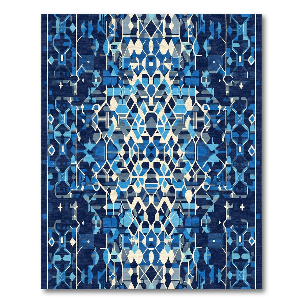 Deep Blue Geometric Abstract Fragment Rug
