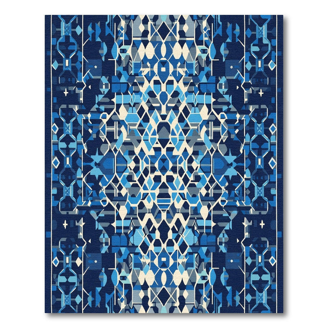 Deep Blue Geometric Abstract Fragment Rug