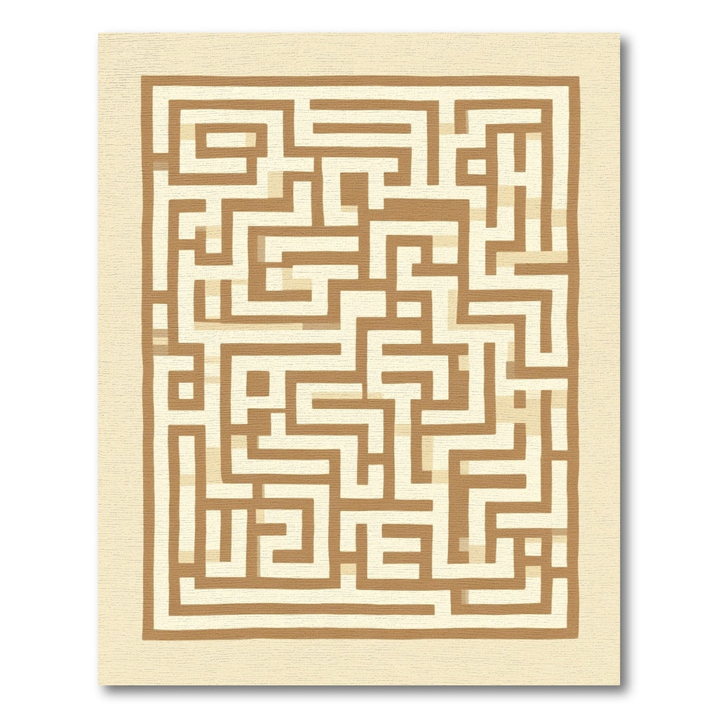 Abstract Beige Maze Geometric Rug