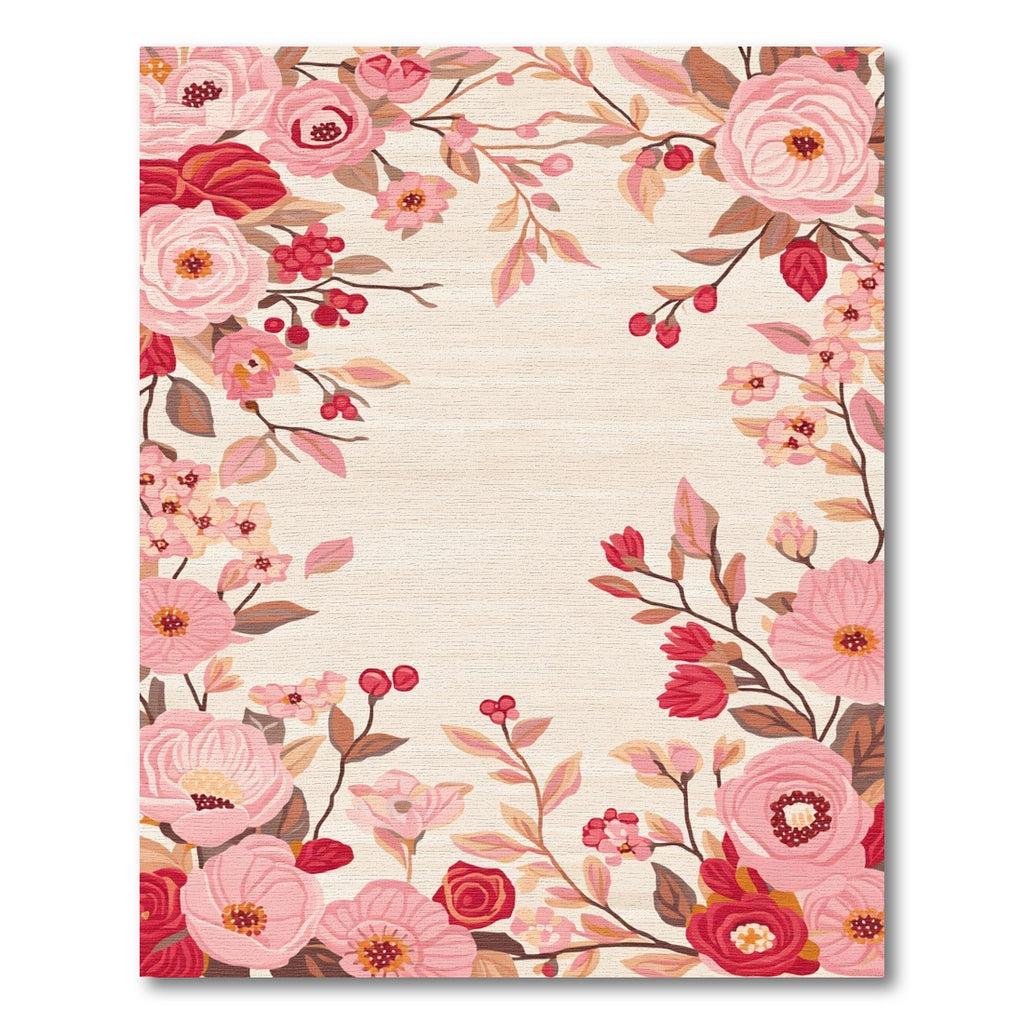 Soft Pink Romantic Floral Branches Rug