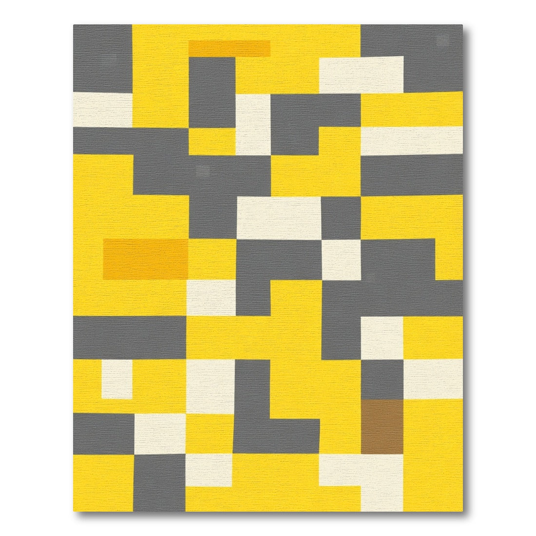 Yellow Gray Abstract Block Rug